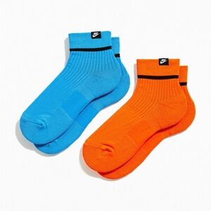 Nike Essential Ankle Sock 2-Pack Vibrant Blue and Orange sz L